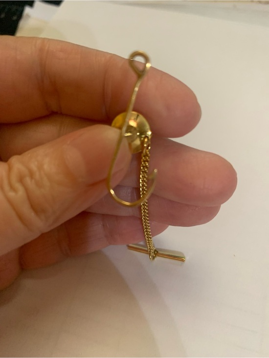Other - Gold Tone Men’s Tie Tack with Chain and T-Bar